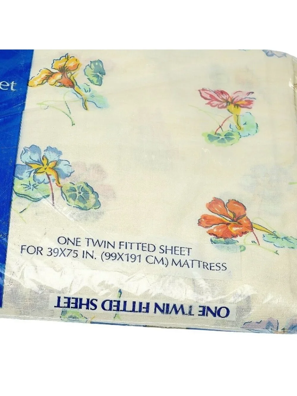 Dan River Twin Fitted Sheet Morning Glory Cream Floral Vintage New